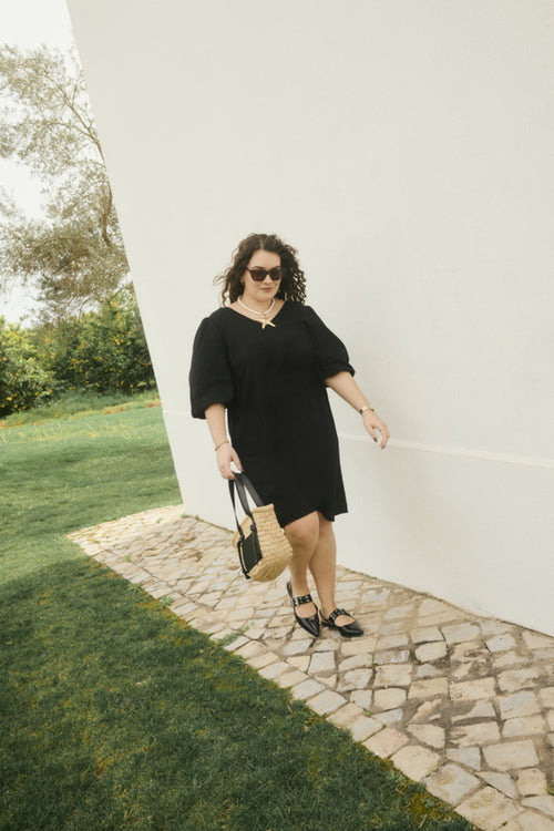 Gabbi Black Dress with Balloon Sleeves by Kaffe Curve