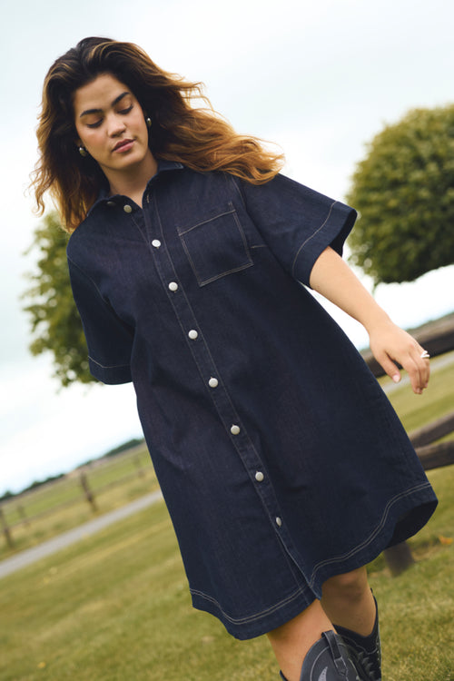 Khala Denim Dress by Kaffe Curve (bestseller)