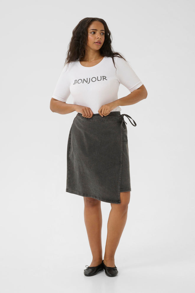 Sina Wrap Denim Skirt by Kaffe Curve