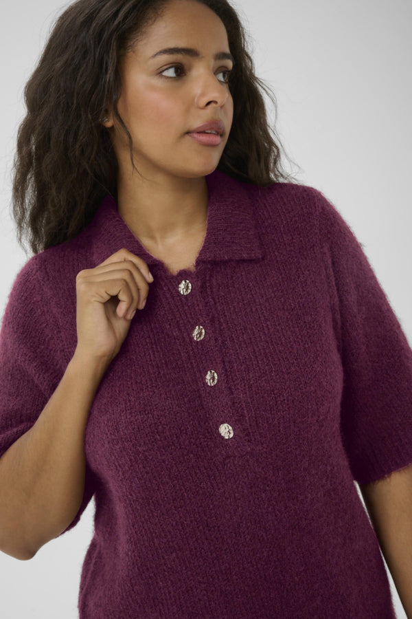 Emilia Burgundy Polo Pullover by Kaffe Curve
