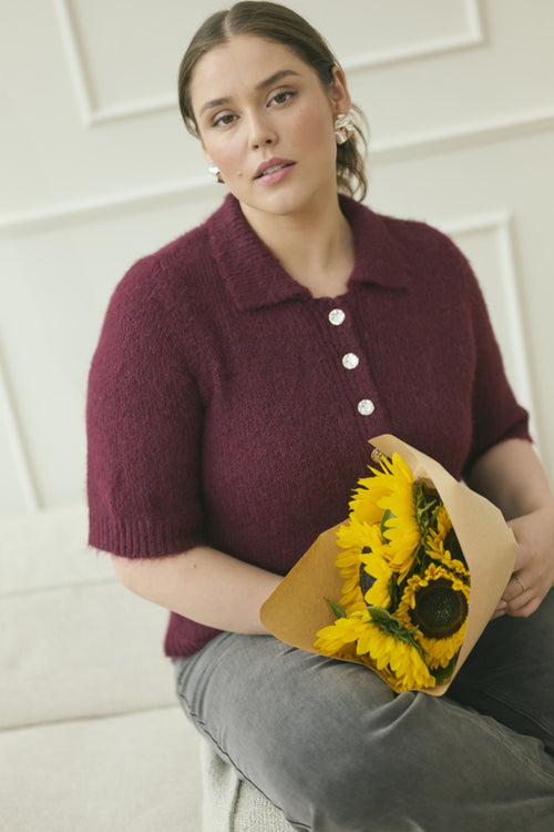 Emilia Burgundy Polo Pullover by Kaffe Curve