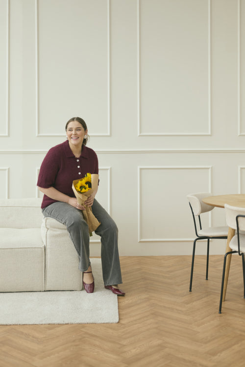 Emilia Burgundy Polo Pullover by Kaffe Curve