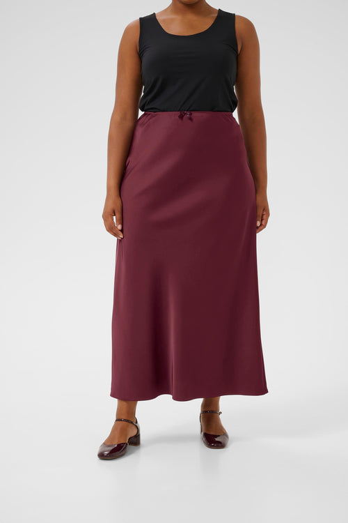 Hilla Burgundy Satin Skirt by Kaffe Curve