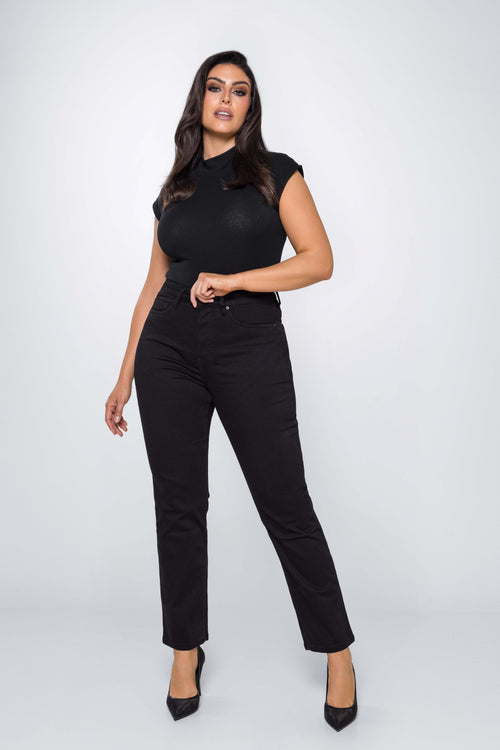 Fox Factor Roxi Mexico Black Straight Jeans for Curves