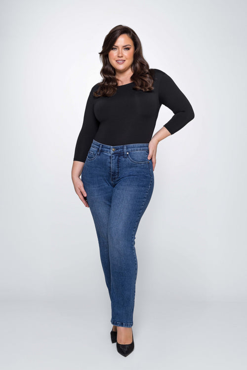 Fox Factor Roxi Sofia Blue Straight Jeans For Curves