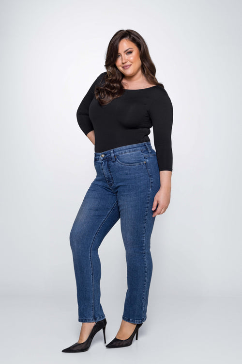 Fox Factor Roxi Sofia Blue Straight Jeans For Curves