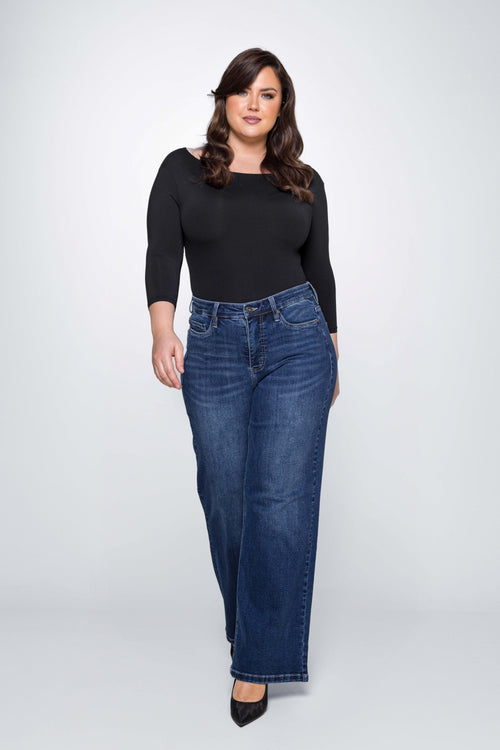 Fox Factor Dixi Brooklyn Blue Wide Leg Jeans For Curves