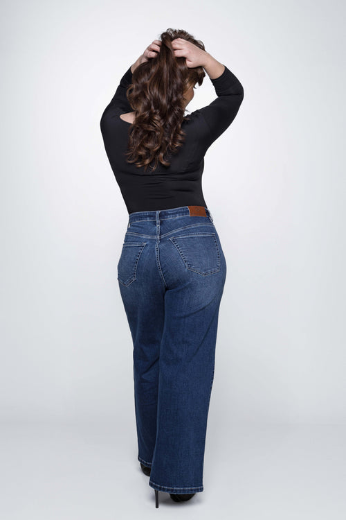 Fox Factor Dixi Brooklyn Blue Wide Leg Jeans For Curves