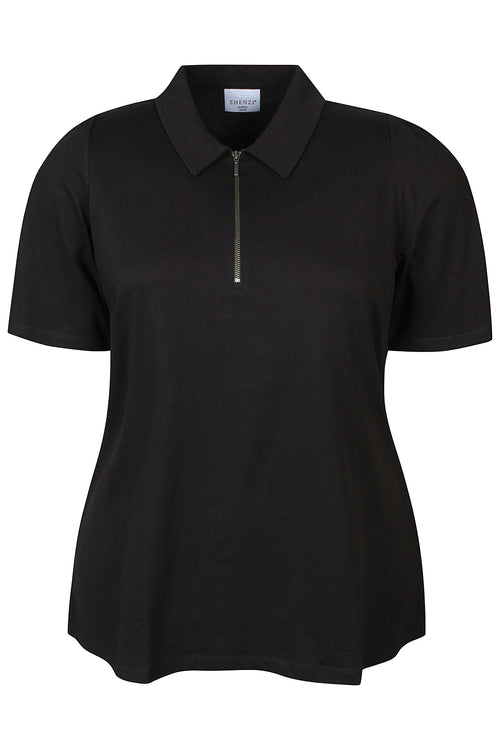 Noor Black polo Shirt 100% Cotton by Zhenzi
