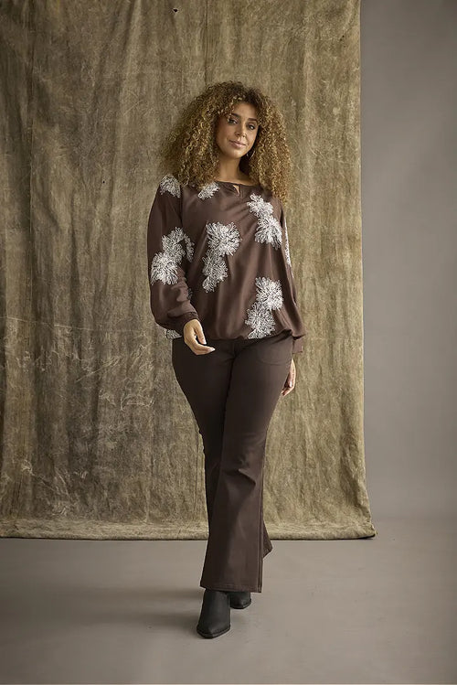 Brown Flare Pants by Zhenzi