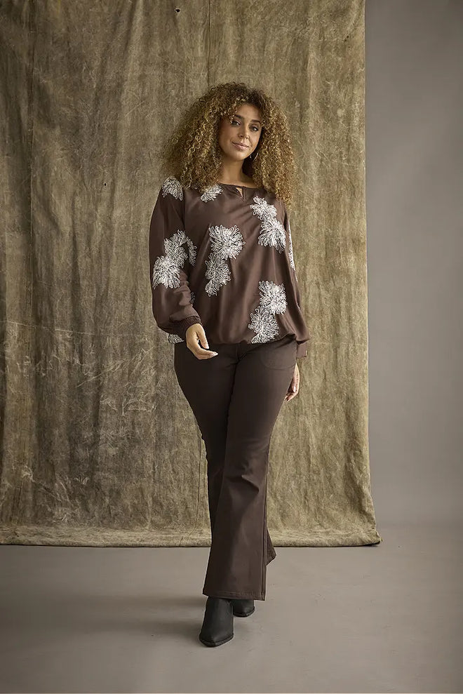 Brown Flare Pants by Zhenzi