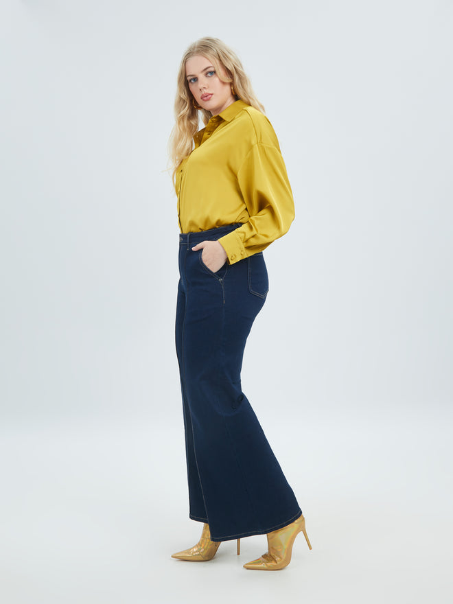 Wide Flared Jeans with stripe detail by Mat Fashion 2010