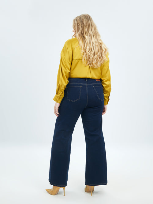 Wide Flared Jeans with stripe detail by Mat Fashion 2010