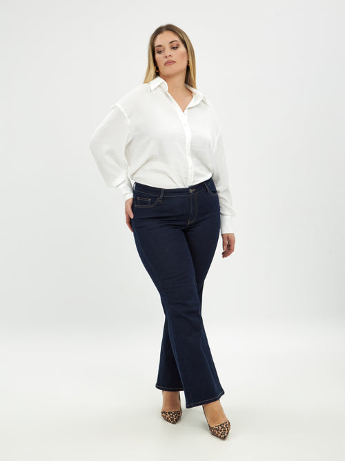 Wide Flared Jeans with stripe detail by Mat Fashion 2010