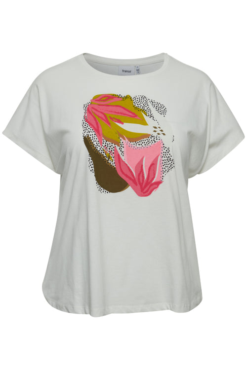 Fransa T-Shirt With Abstract Fall Leave Print