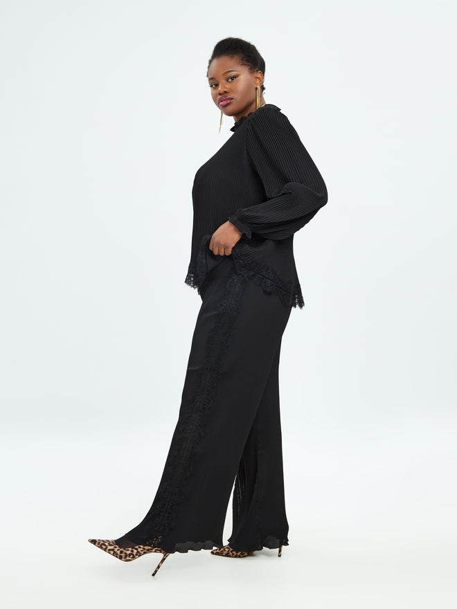 Black trousers with lace detail by Mat Fashion (2075)