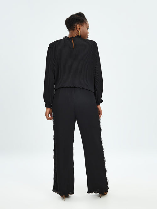 Black trousers with lace detail by Mat Fashion (2075)