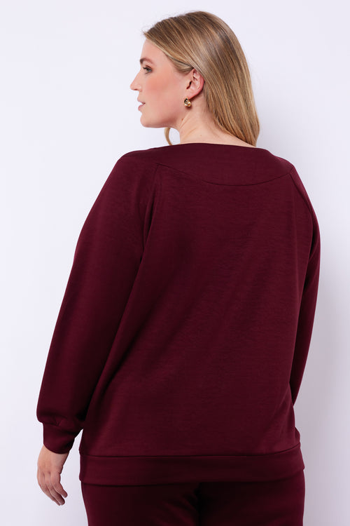 Kirsten Burgundy Pullover by Exxcellent