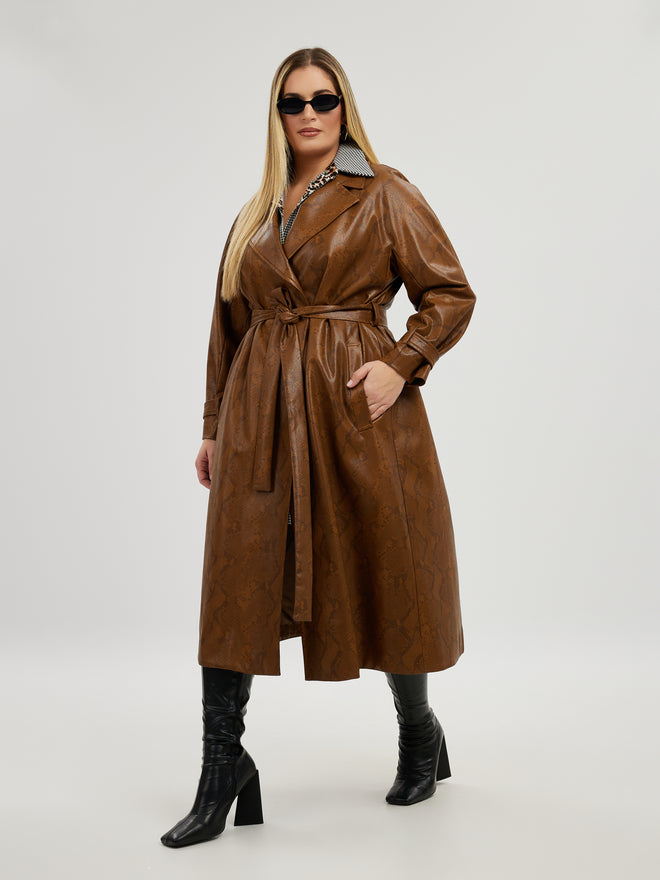 Camel Snake Look Trench Coat by Mat Fashion