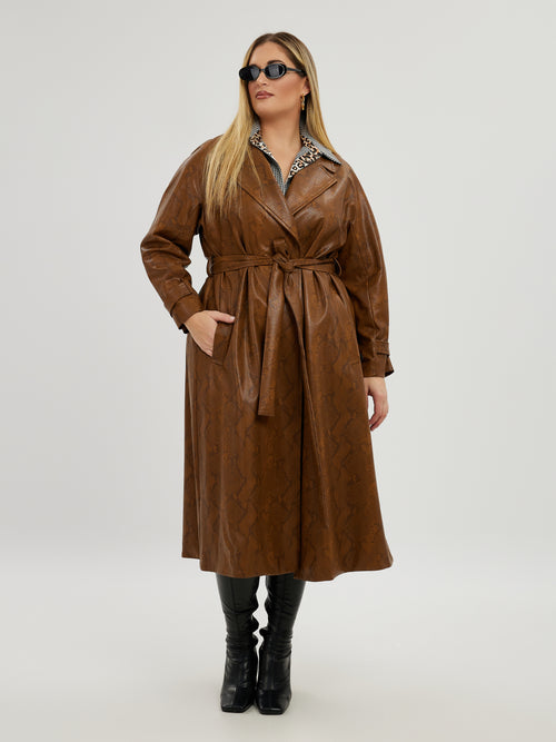 Camel Snake Look Trench Coat by Mat Fashion