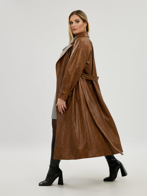 Camel Snake Look Trench Coat by Mat Fashion