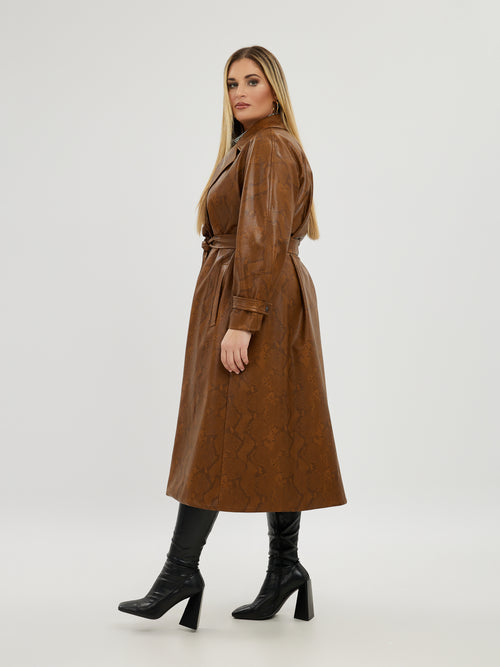 Camel Snake Look Trench Coat by Mat Fashion