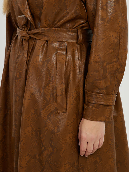 Camel Snake Look Trench Coat by Mat Fashion