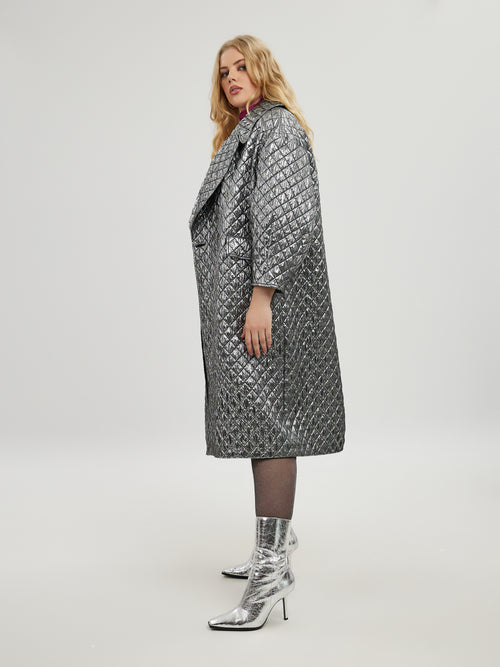 Silver Trench Coat by Mat Fashion