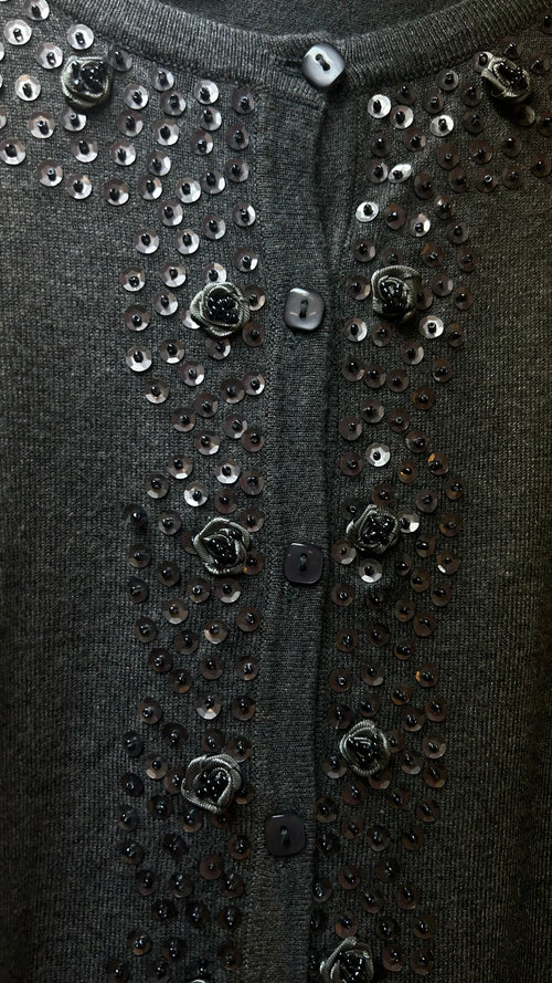 Joni's Closet Secondhand Cardigan Grey Pearls