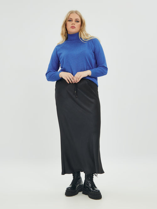 Black satin skirt by Mat Fashion 6030