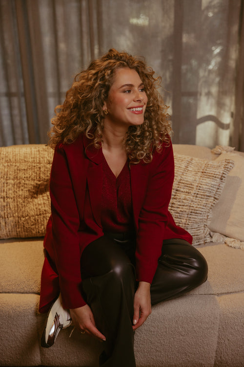 Kirsten Burgundy Pullover by Exxcellent