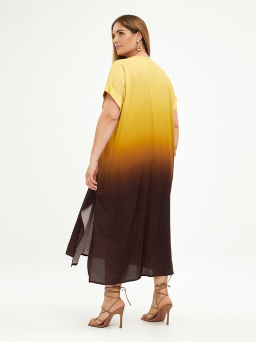 Mat Fashion Degrade Dress Yellow Brown