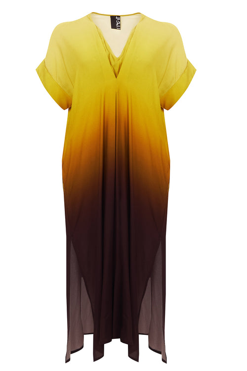 Mat Fashion Degrade Dress Yellow Brown