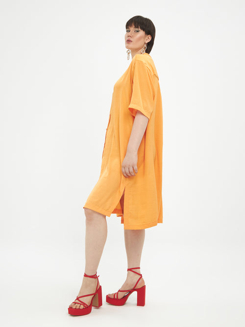 Mat Fashion Orange/ Blue Papaya Dress