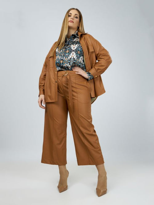 Mat Fashion Brown Vegan Leather Trousers