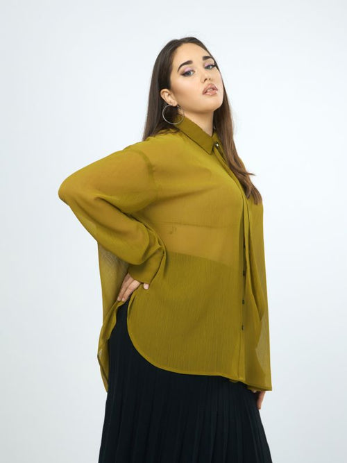 Mat Fashion Colored Blouse With Bow Neck Detail