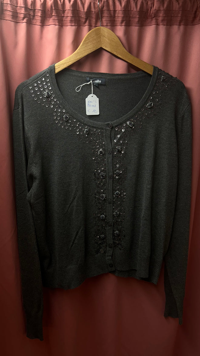 Joni's Closet Secondhand Cardigan Grey Pearls