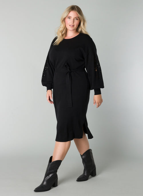 Roos sweater dress with detailed sleeves by Yesta