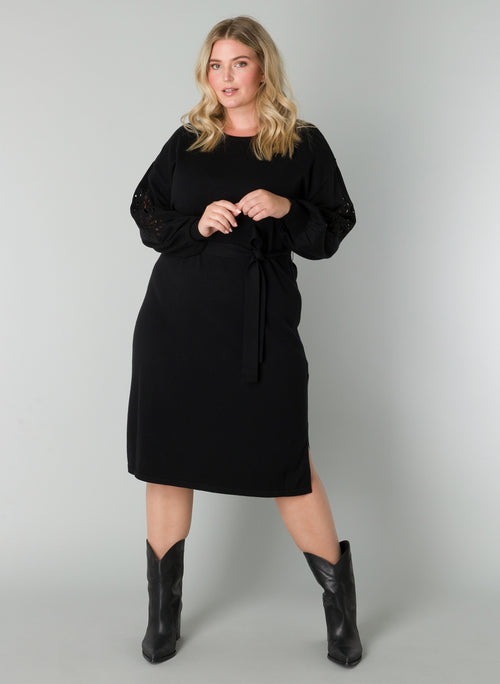 Roos sweater dress with detailed sleeves by Yesta