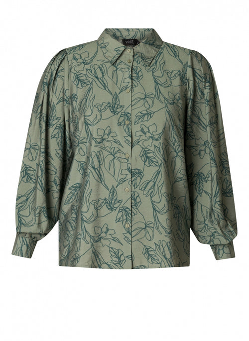 Sacha green flower blouse by Yesta