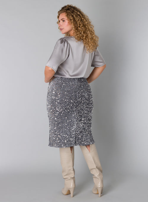 Thirza Sequin Skirt by Yesta (in silver or black)