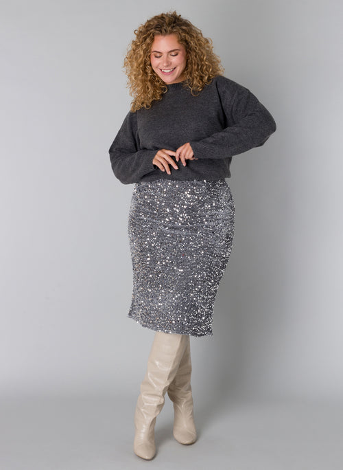 Thirza Sequin Skirt by Yesta (in silver or black)