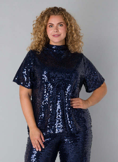 Thyra Sequin Top by Yesta (in blue or black)