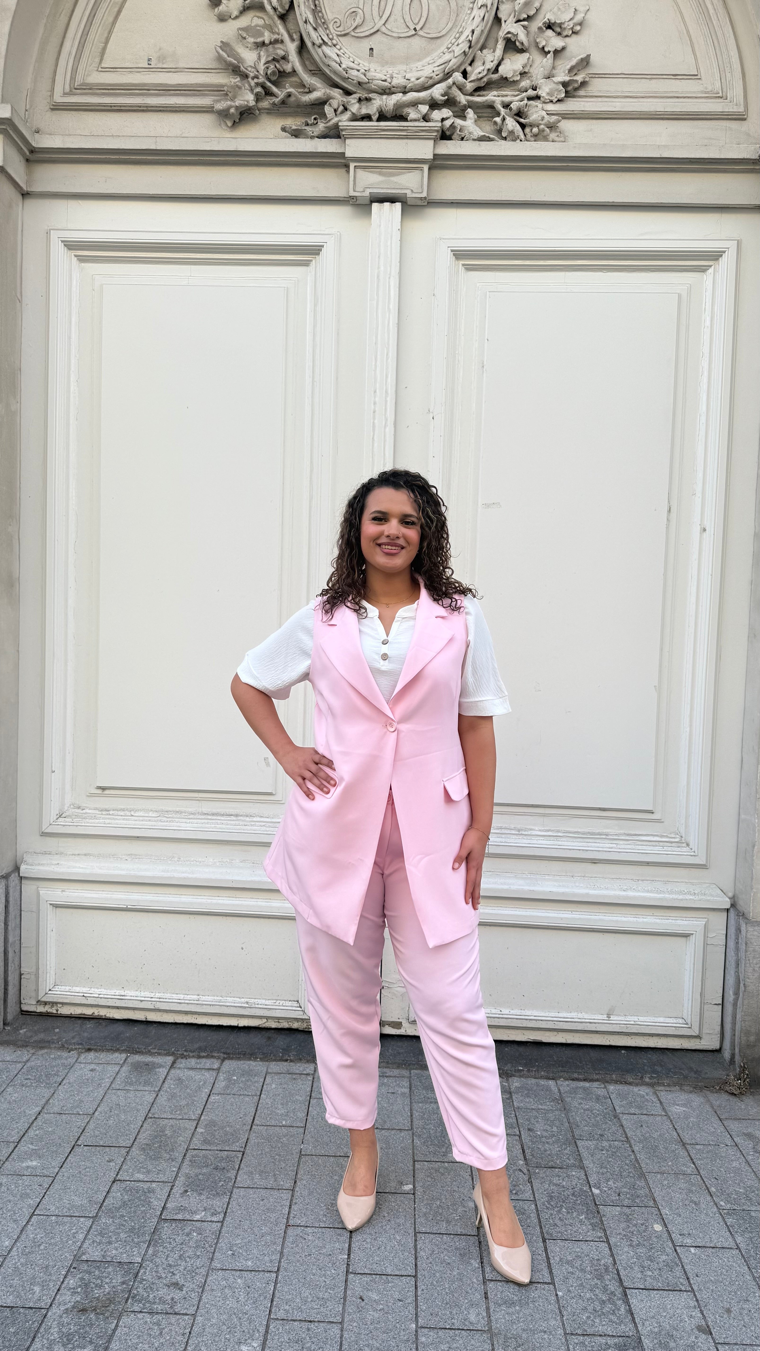 41737 Baby pink 7/8e kostuumbroek by Curviss