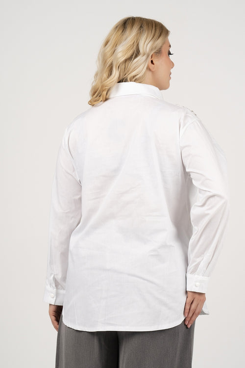 Curviss 21075 White Blouse with pearl detail