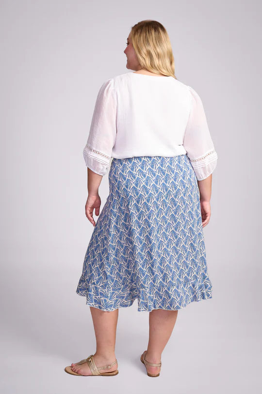 Exxcellent Leontien Blue/White All-Over Print Skirt