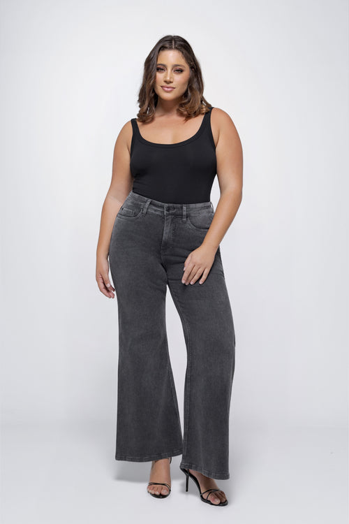 Fox Factor Bell Onyx Flared Jeans for Curves L32