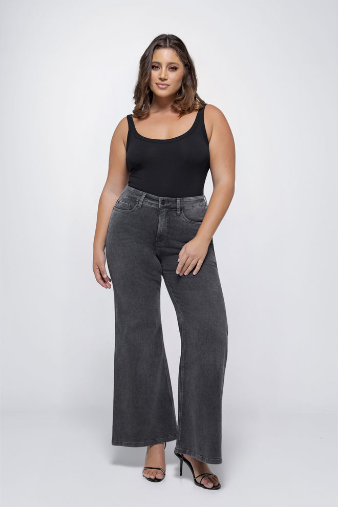 Fox Factor Bell Onyx Flared Jeans for Curves L32