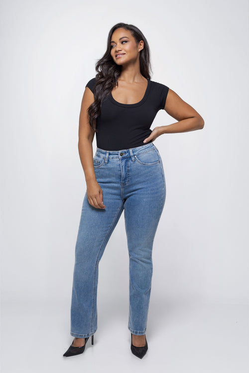 Fox Factor Bili Hudson Blue Bootcut Jeans for Curves L32