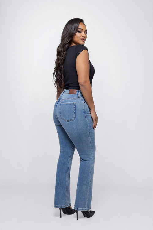 Fox Factor Bili Hudson Blue Bootcut Jeans for Curves L32